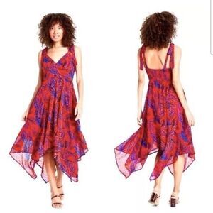 ALEXIS X TARGET Midi Dress Womens Small Red Asymmetrical Handkerchief Flowy